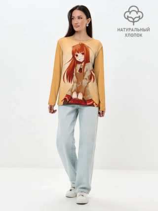 Лонгслив женский. Хлопок / Волчица и пряности