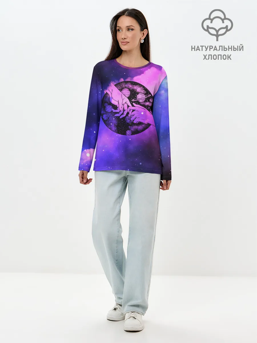 Лонгслив женский. Хлопок / космос