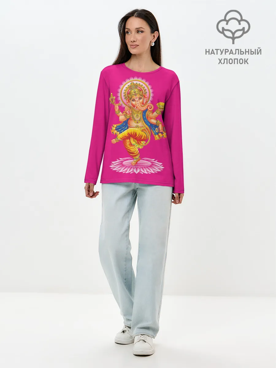 Лонгслив женский. Хлопок / Ганеша