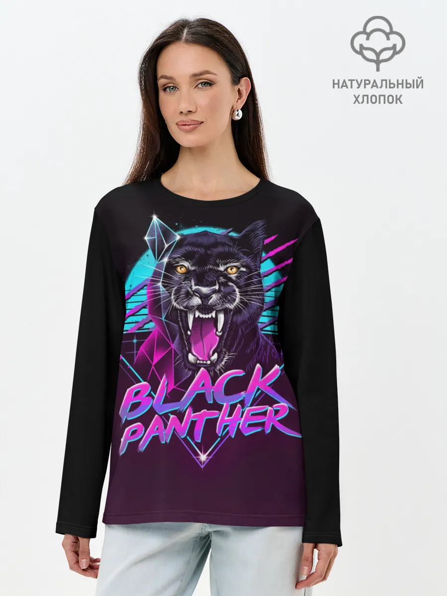 Лонгслив женский. Хлопок / неон