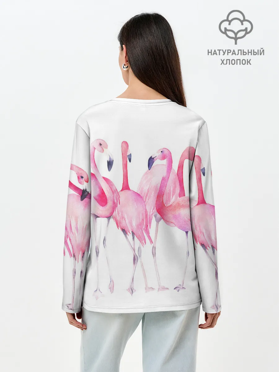 Лонгслив женский. Хлопок / Фламинго