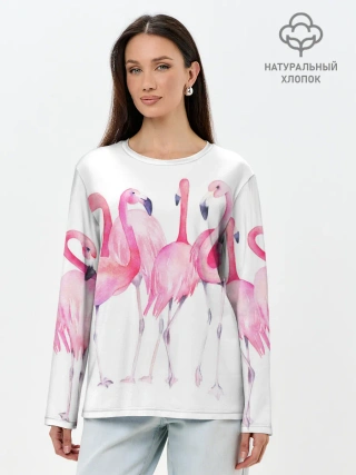 Лонгслив женский. Хлопок / Фламинго