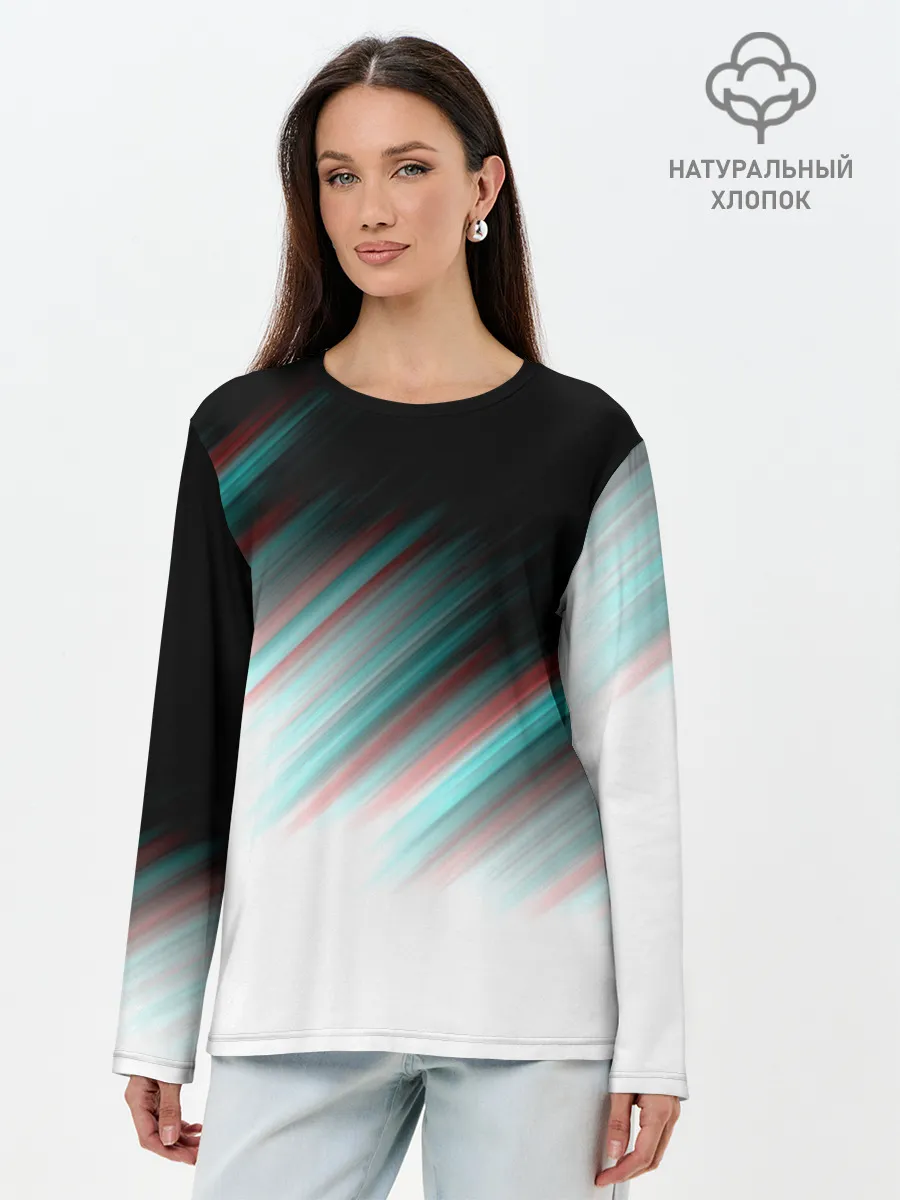 Лонгслив женский. Хлопок / GLITCH STRIPES