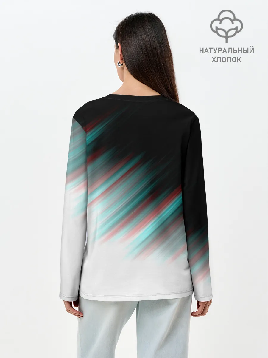 Лонгслив женский. Хлопок / GLITCH STRIPES