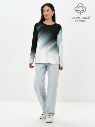 Лонгслив женский. Хлопок / GLITCH STRIPES