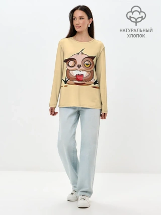 Лонгслив женский. Хлопок / Сова Кофеман
