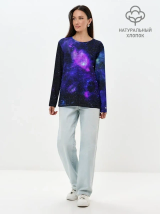 Лонгслив женский. Хлопок / Космос