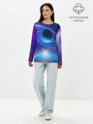 Лонгслив женский. Хлопок / Космос