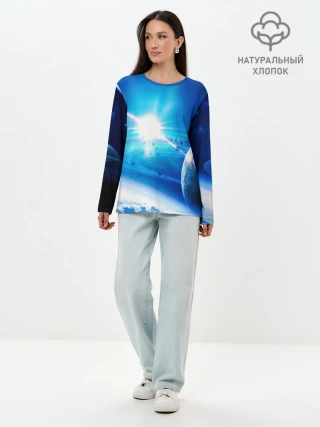 Лонгслив женский. Хлопок / Космос