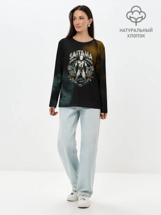 Лонгслив женский. Хлопок / Сайтама в полный рост