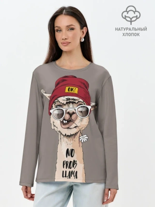 Лонгслив женский. Хлопок / llama