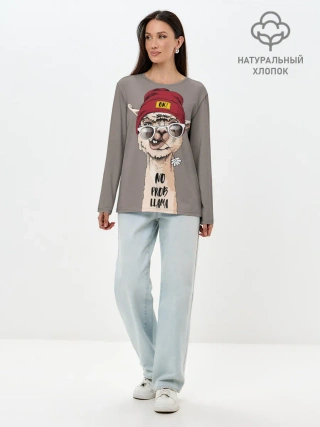 Лонгслив женский. Хлопок / llama