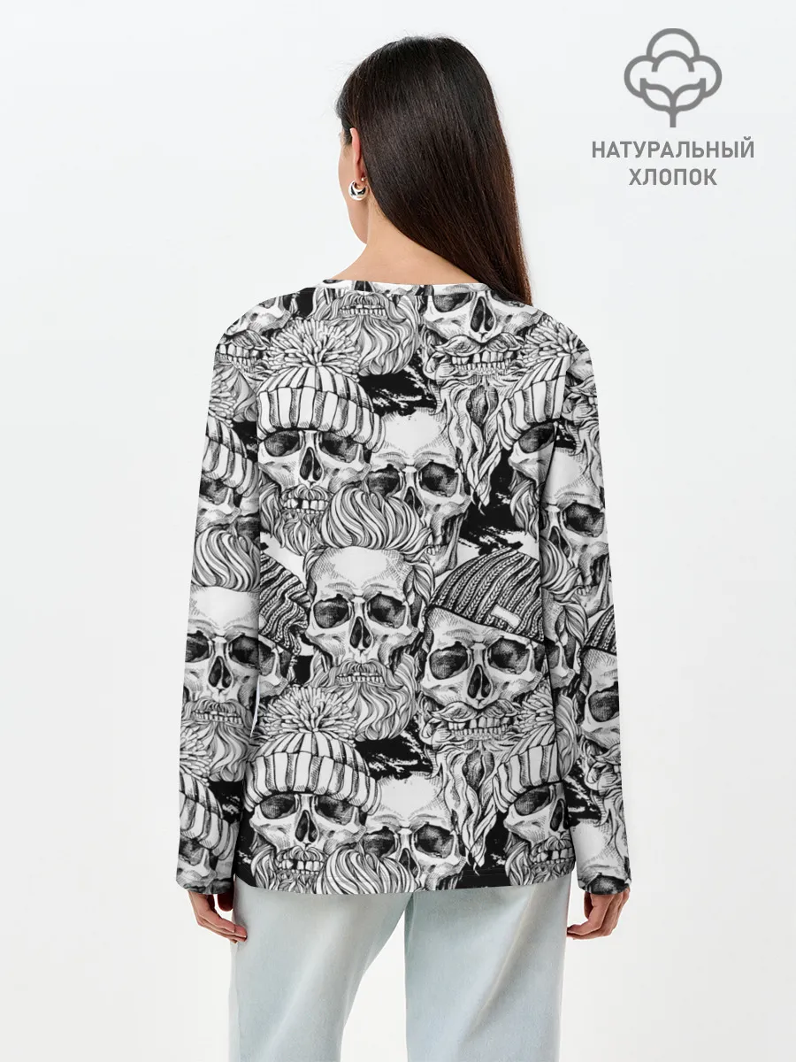 Лонгслив женский. Хлопок / Human skulls