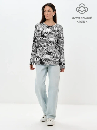 Лонгслив женский. Хлопок / Human skulls