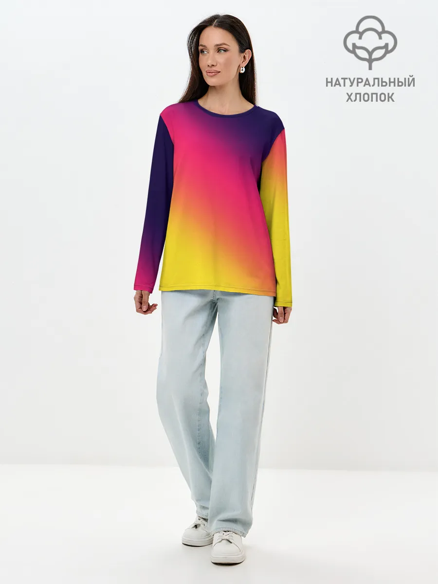 Лонгслив женский. Хлопок / Градиент