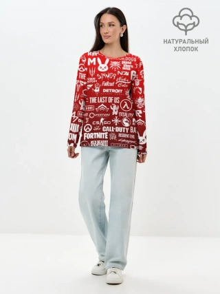 Лонгслив женский. Хлопок / ЛОГОТИПЫ ИГР
