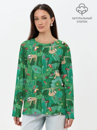 Лонгслив женский. Хлопок / Ленивцы