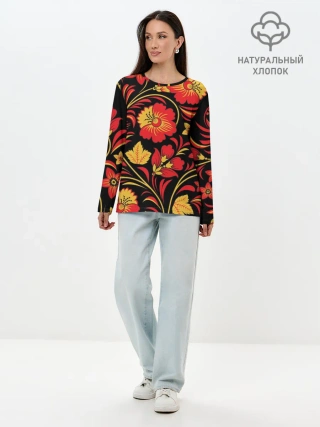 Лонгслив женский. Хлопок / Хохлома