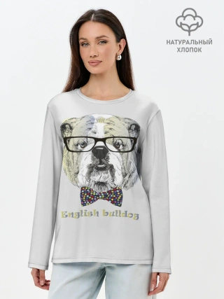 Лонгслив женский. Хлопок / Английский бульдог