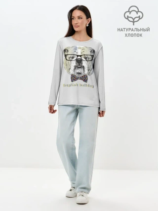 Лонгслив женский. Хлопок / Английский бульдог