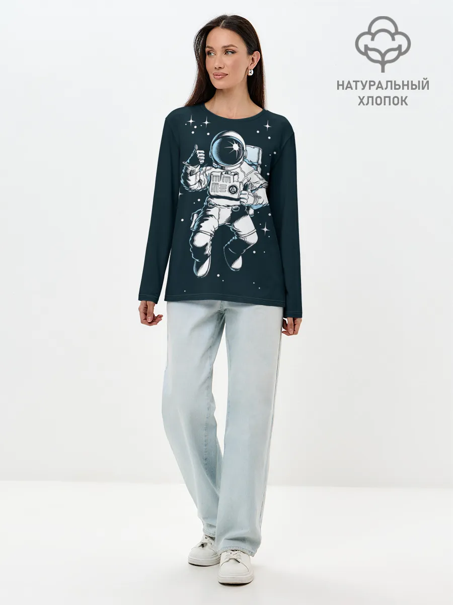 Лонгслив женский. Хлопок / Космонавт
