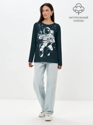 Лонгслив женский. Хлопок / Космонавт