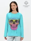 Лонгслив женский. Хлопок / Череп В Очках