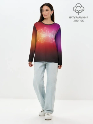 Лонгслив женский. Хлопок / Прозрачный Чаризард