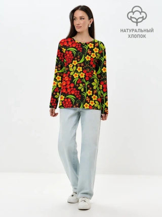 Лонгслив женский. Хлопок / Хохлома