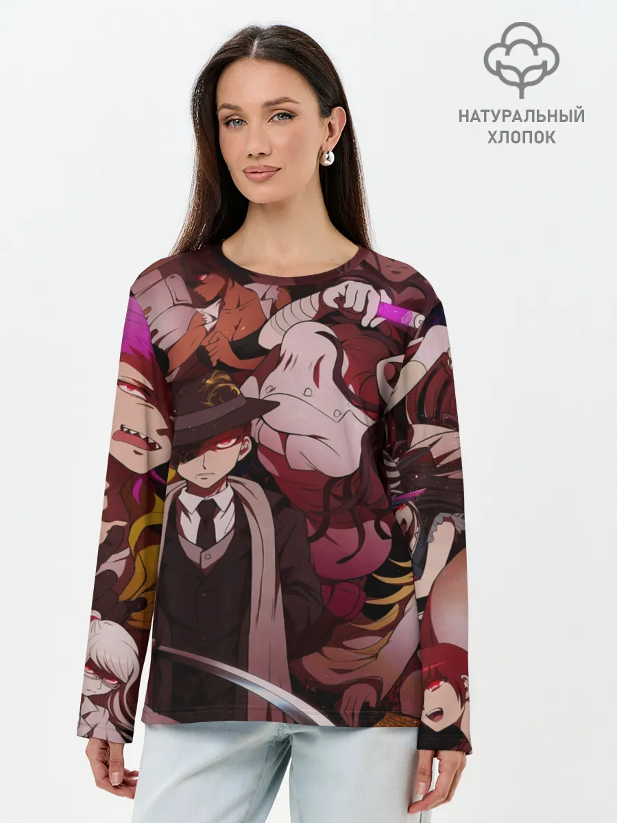 Лонгслив женский. Хлопок / danganronpa perso