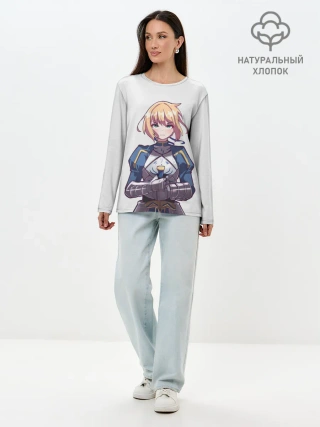 Лонгслив женский. Хлопок / Девушка рыцарь