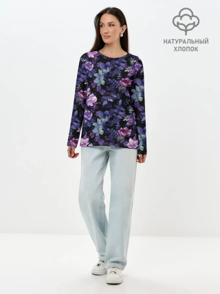 Лонгслив женский. Хлопок / Цветочный сад