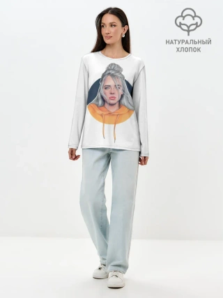 Лонгслив женский. Хлопок / Billie Eilish art 1