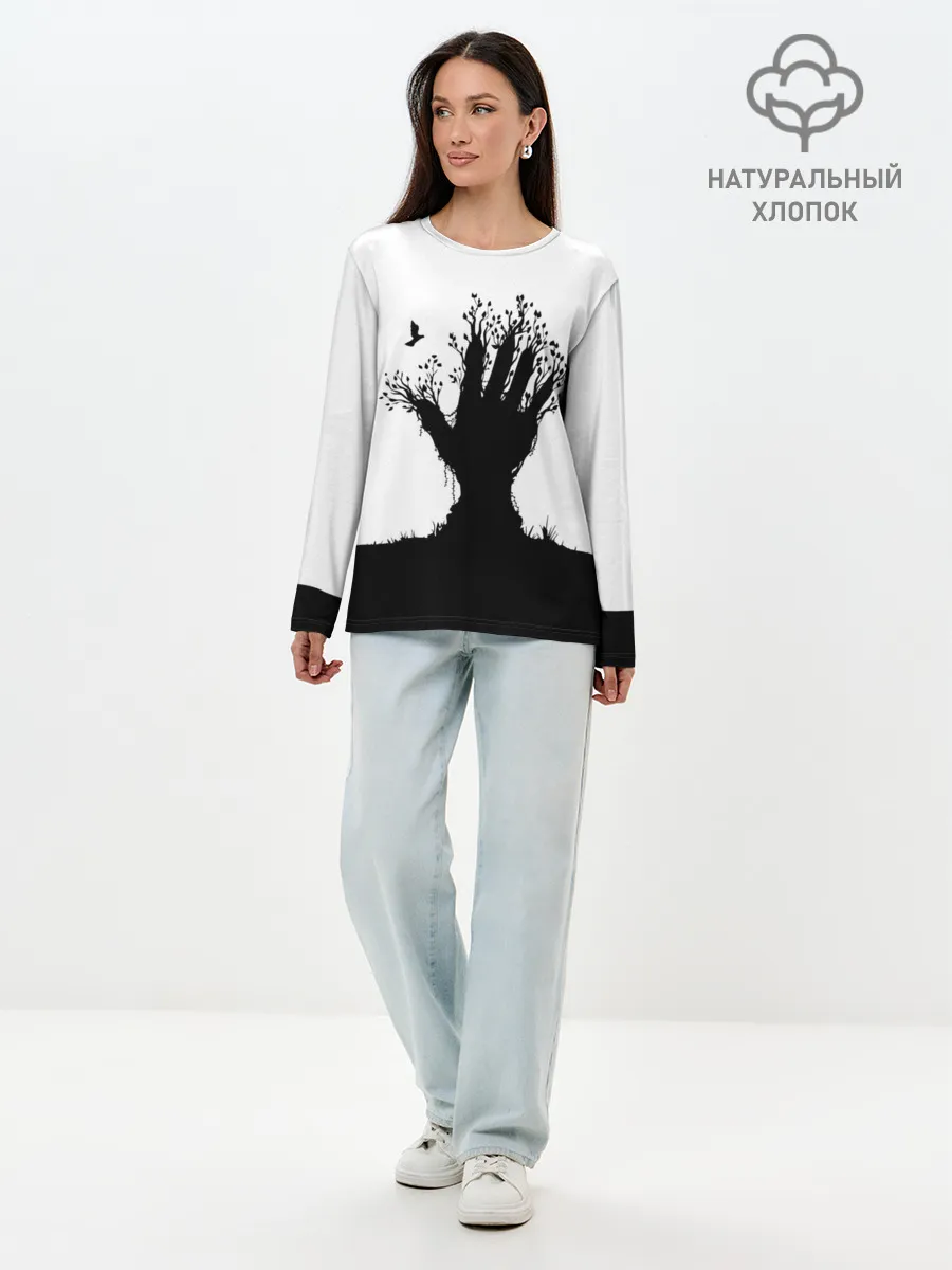 Лонгслив женский. Хлопок / Дерево