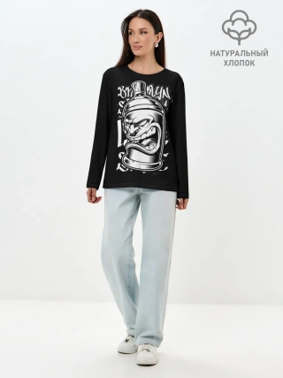 Лонгслив женский. Хлопок / Баллон граффити