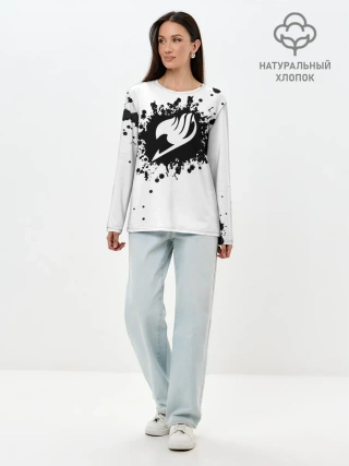 Лонгслив женский. Хлопок / Белая эмблема Хвоста Феи