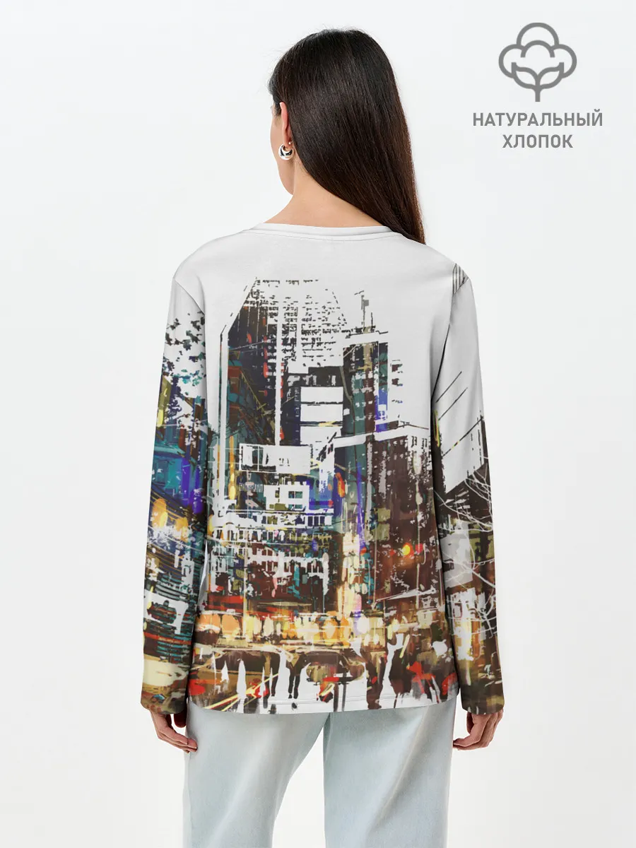 Лонгслив женский. Хлопок / Мегаполис