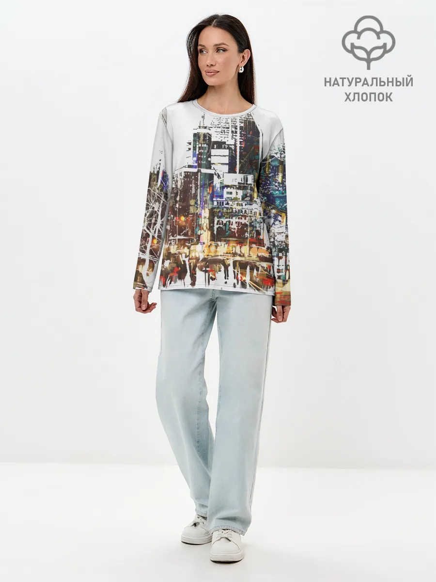 Лонгслив женский. Хлопок / Мегаполис