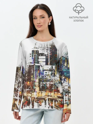 Лонгслив женский. Хлопок / Мегаполис