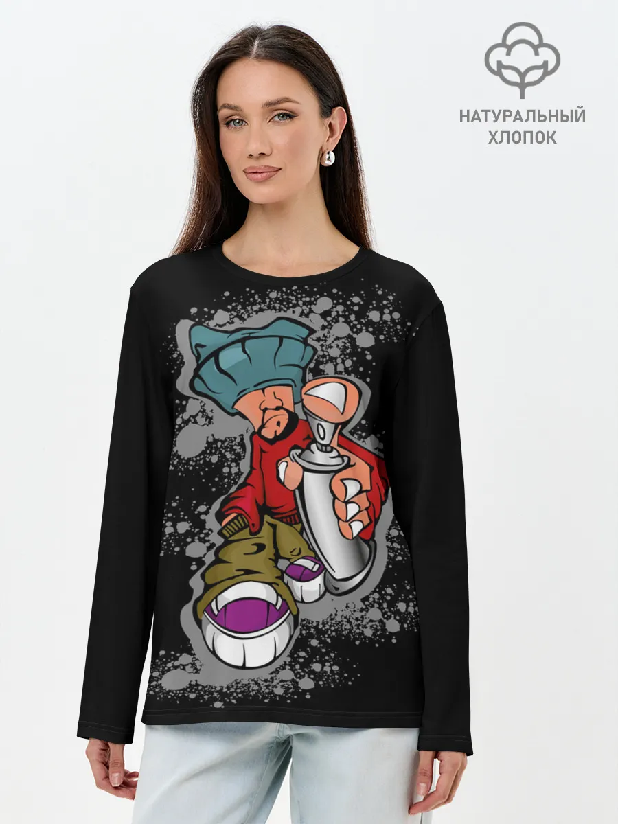 Лонгслив женский. Хлопок / Граффити