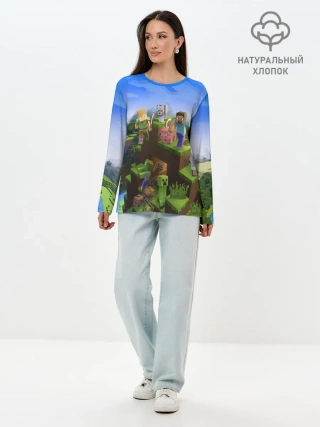 Лонгслив женский. Хлопок / MINECRAFT