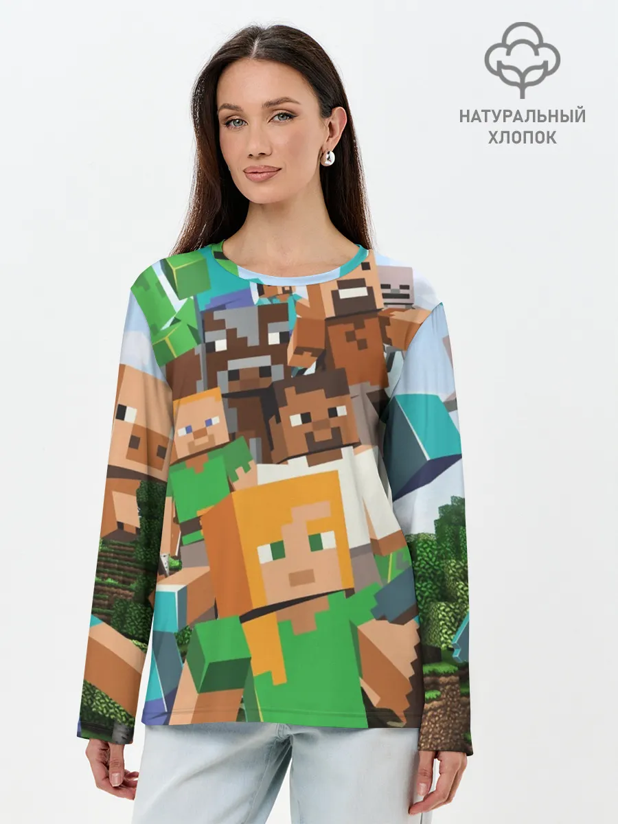 Лонгслив женский. Хлопок / MINECRAFT