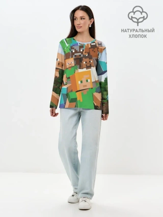 Лонгслив женский. Хлопок / MINECRAFT