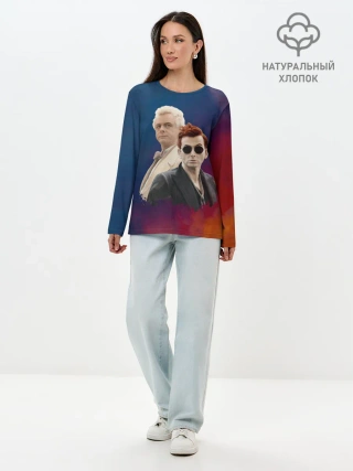 Лонгслив женский. Хлопок / Кроули и Азирафель