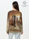 Лонгслив женский. Хлопок / Бегущие лошади