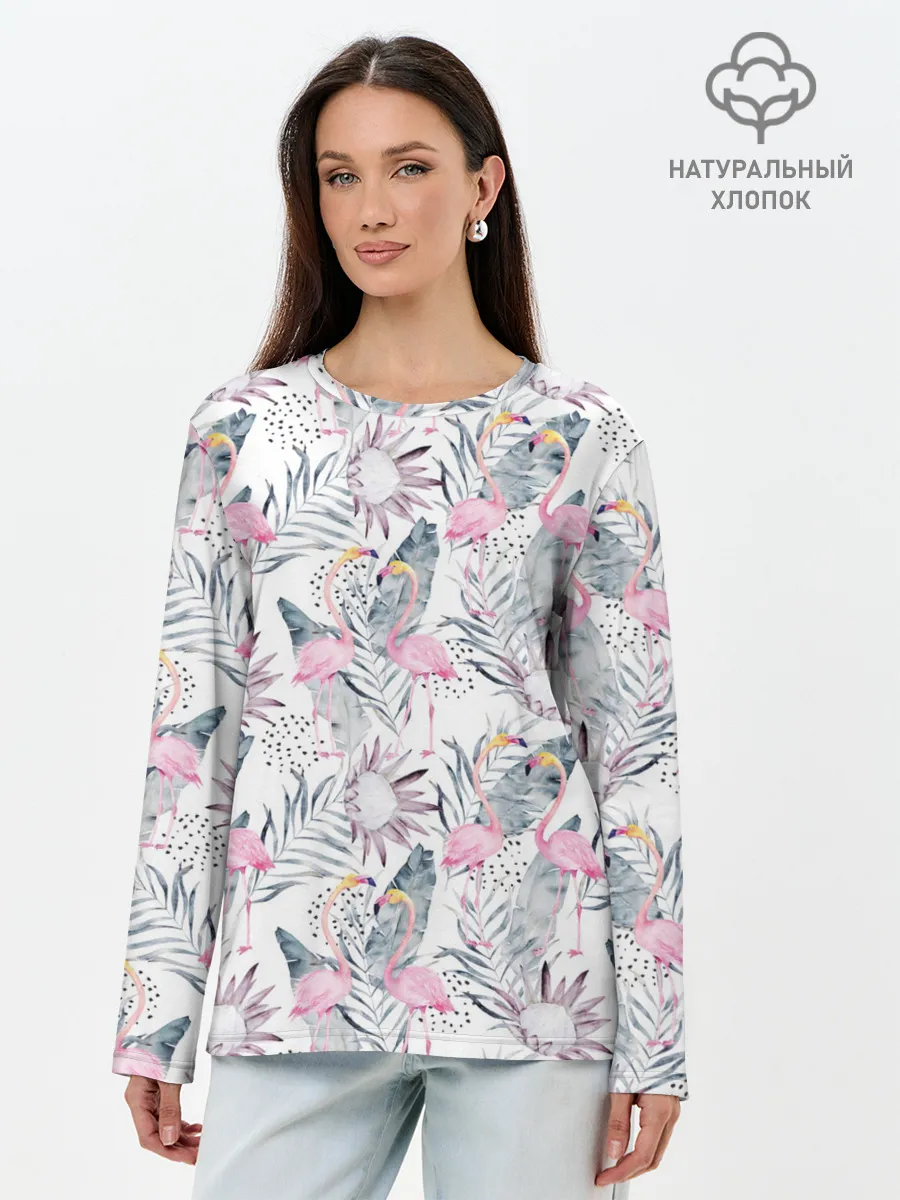 Лонгслив женский. Хлопок / Фламинго