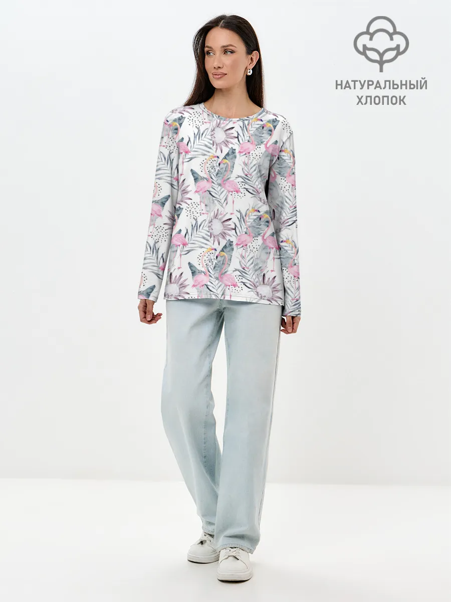 Лонгслив женский. Хлопок / Фламинго