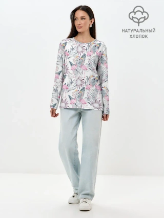 Лонгслив женский. Хлопок / Фламинго