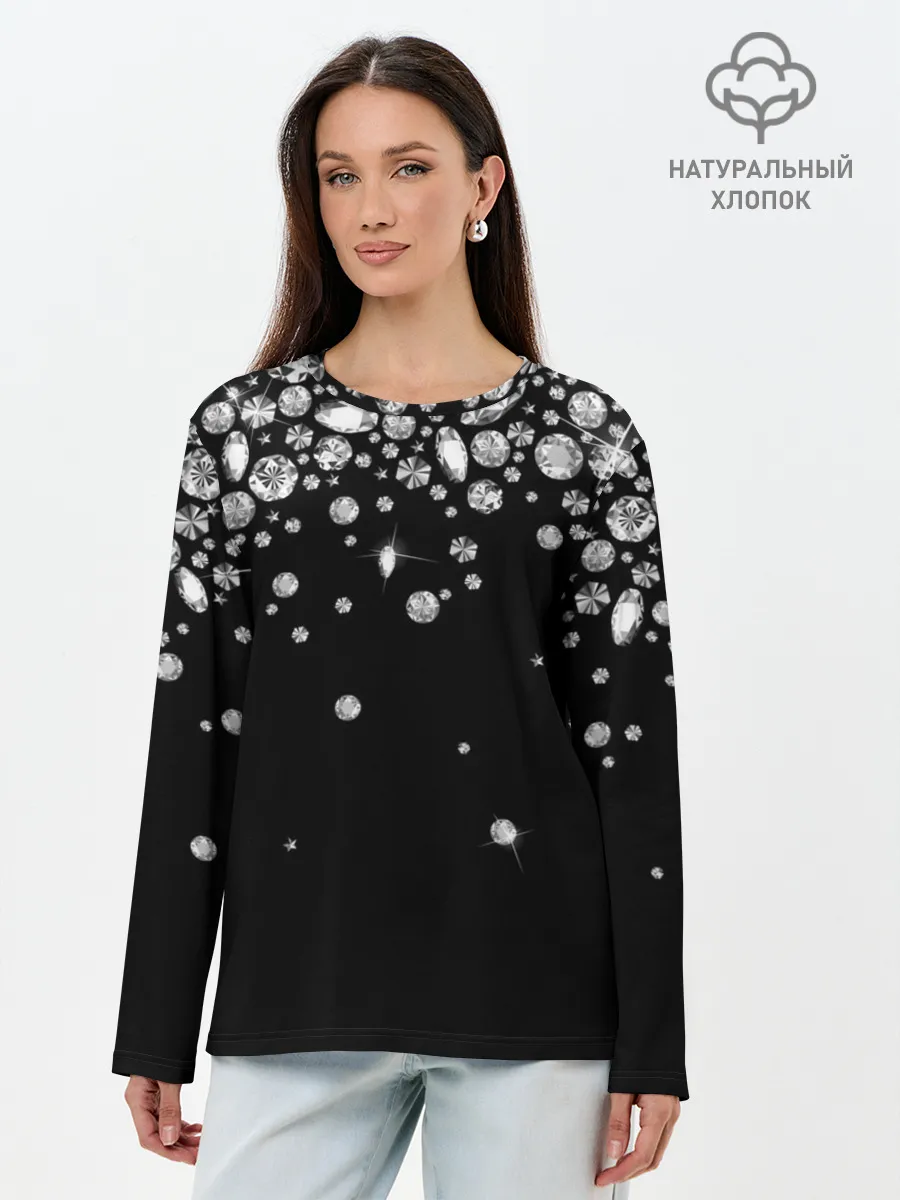 Лонгслив женский. Хлопок / Бриллианты