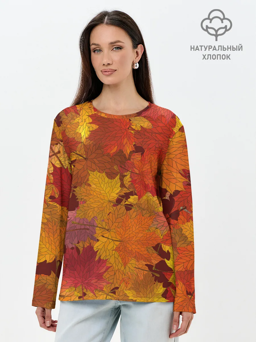 Лонгслив женский. Хлопок / Осенние листья